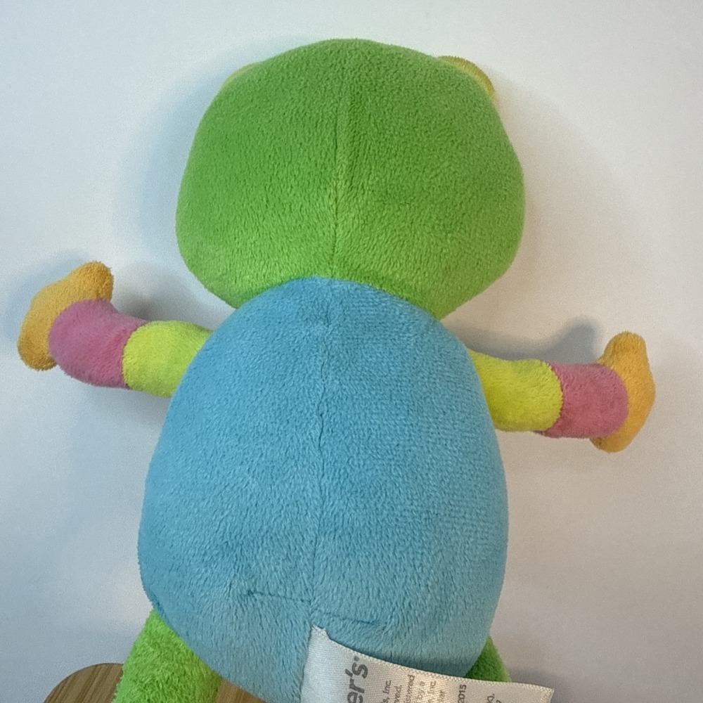 Carters Poseable Velour Stripe Frog Rattle Plush Soft Toy Stuffed 10" - Picture 7 of 7
